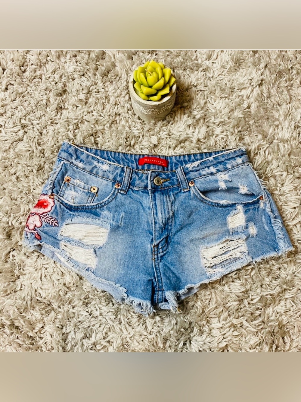 Distressed Denim Shorts